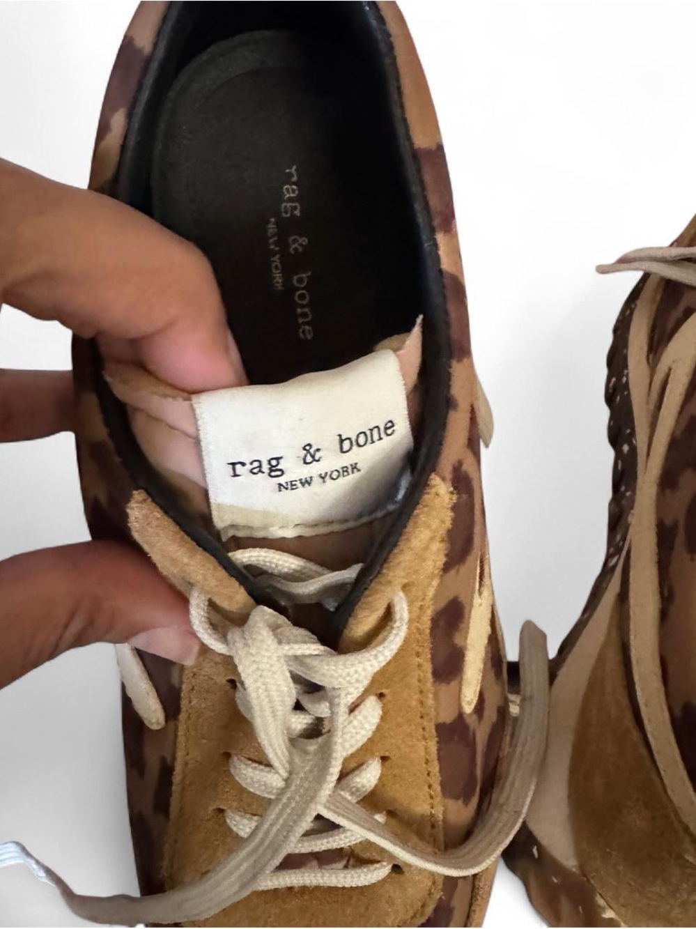 Rag & Bone Retro Runner Leopard Print Suede Leather Sneakers EU 37 - Picture 4 of 8